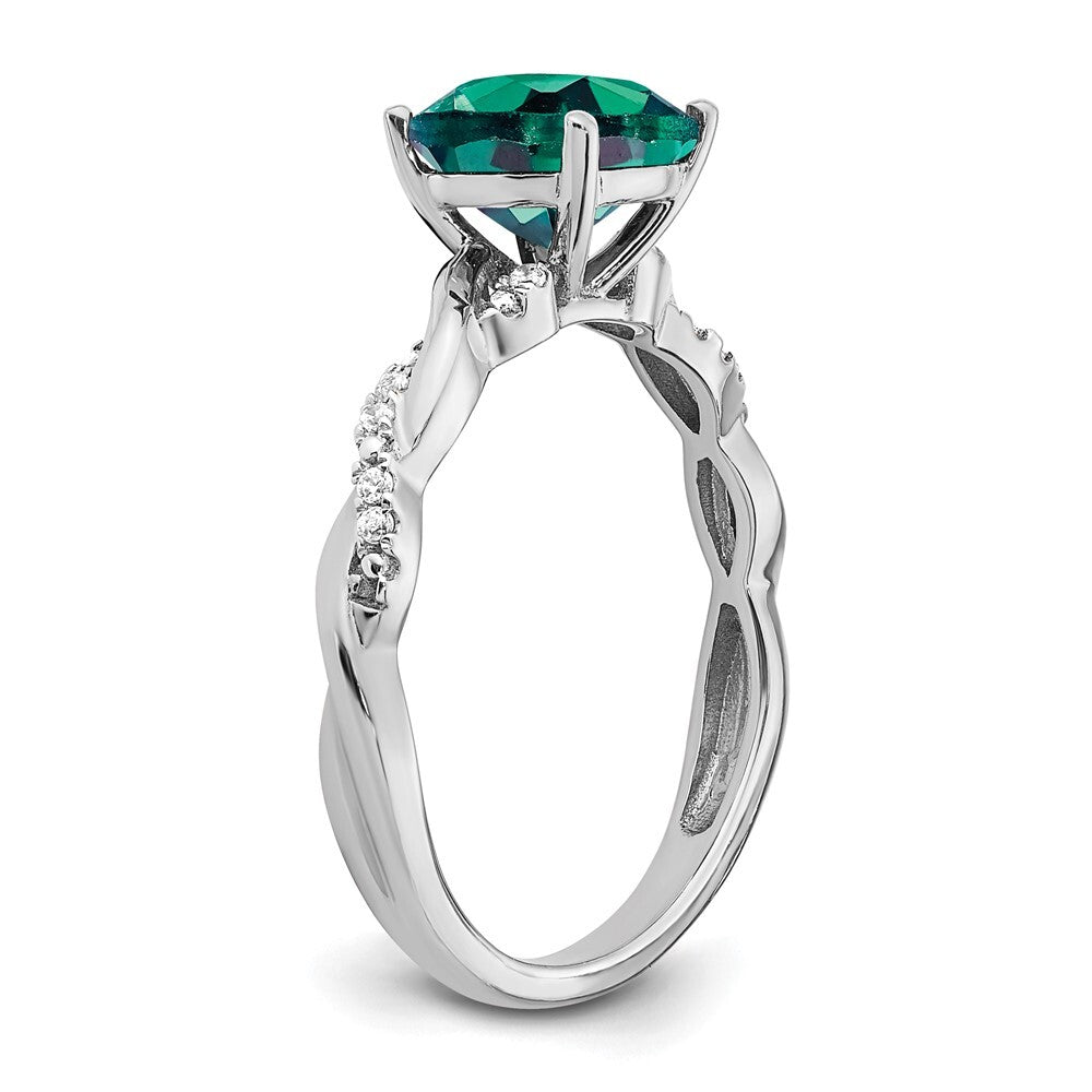 Sterling Silver Rhodium-plated Created Alexandrite and Diamond Ring Size 7