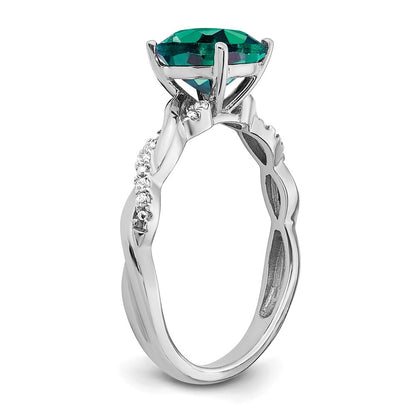 Sterling Silver Rhodium-plated Created Alexandrite and Diamond Ring Size 7