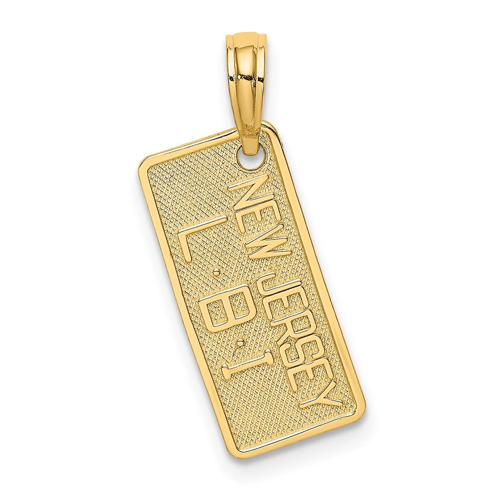 14k Yellow Gold NEW JERSEY-LBI (Long Beach Island) License Plate Charm Pendant