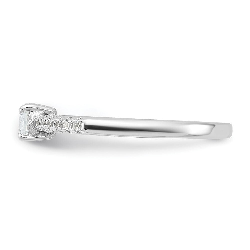 Sterling Silver Rhodium-plated Oval Cubic Zirconia Ring Size 6