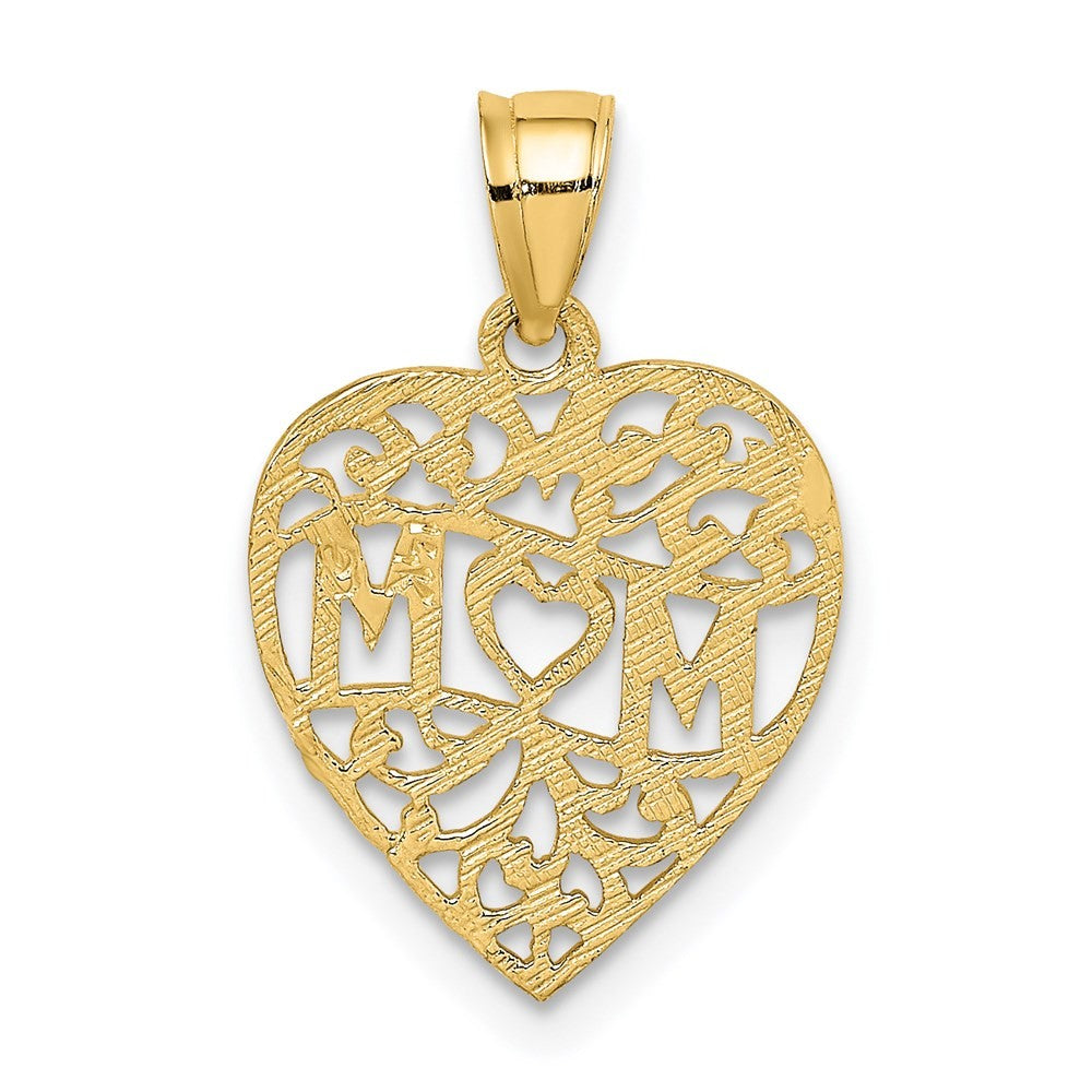14k Yellow Gold MOM in Heart Charm