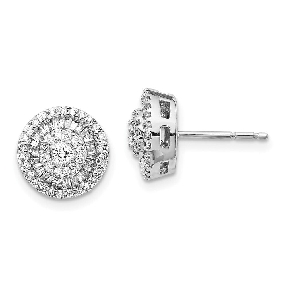 14k White Gold Diamond Cluster Stud Earrings
