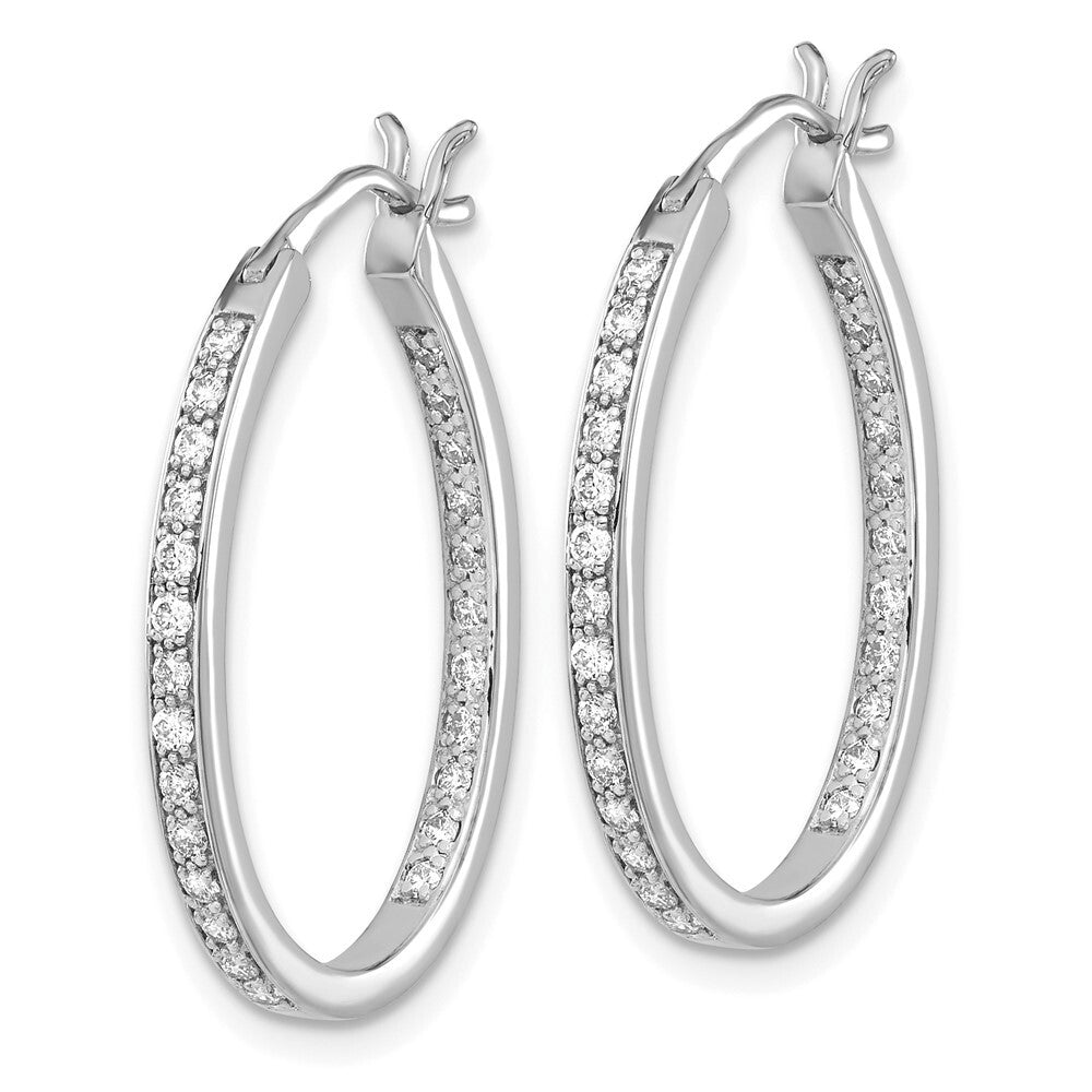 14k White Gold Diamond In/Out Hoop Earrings