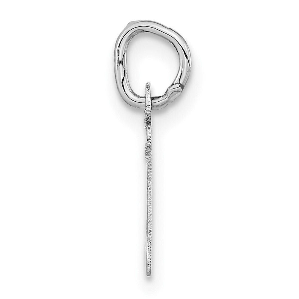 14k White Gold Small Slanted Block Letter Z Initial Charm Pendant for Women