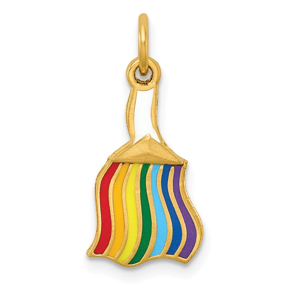 14k Yellow Gold Polished Enameled Rainbow Brush Pendant for Women