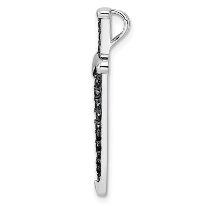 Sterling Silver Black/White Rhodium-plated Black Cubic Zirconia Sword Pendant