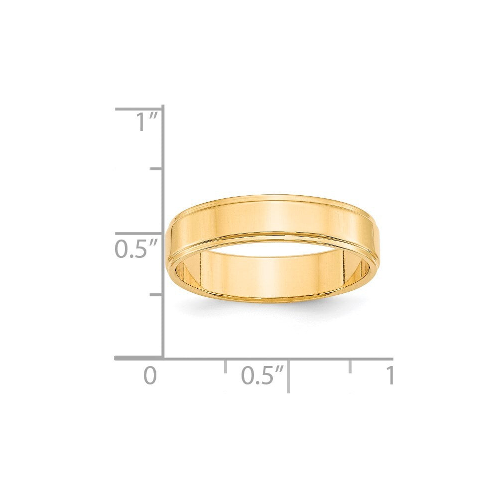 14K Yellow Gold Yellow Gold 5mm Flat with Step Edge Wedding Band Size 8