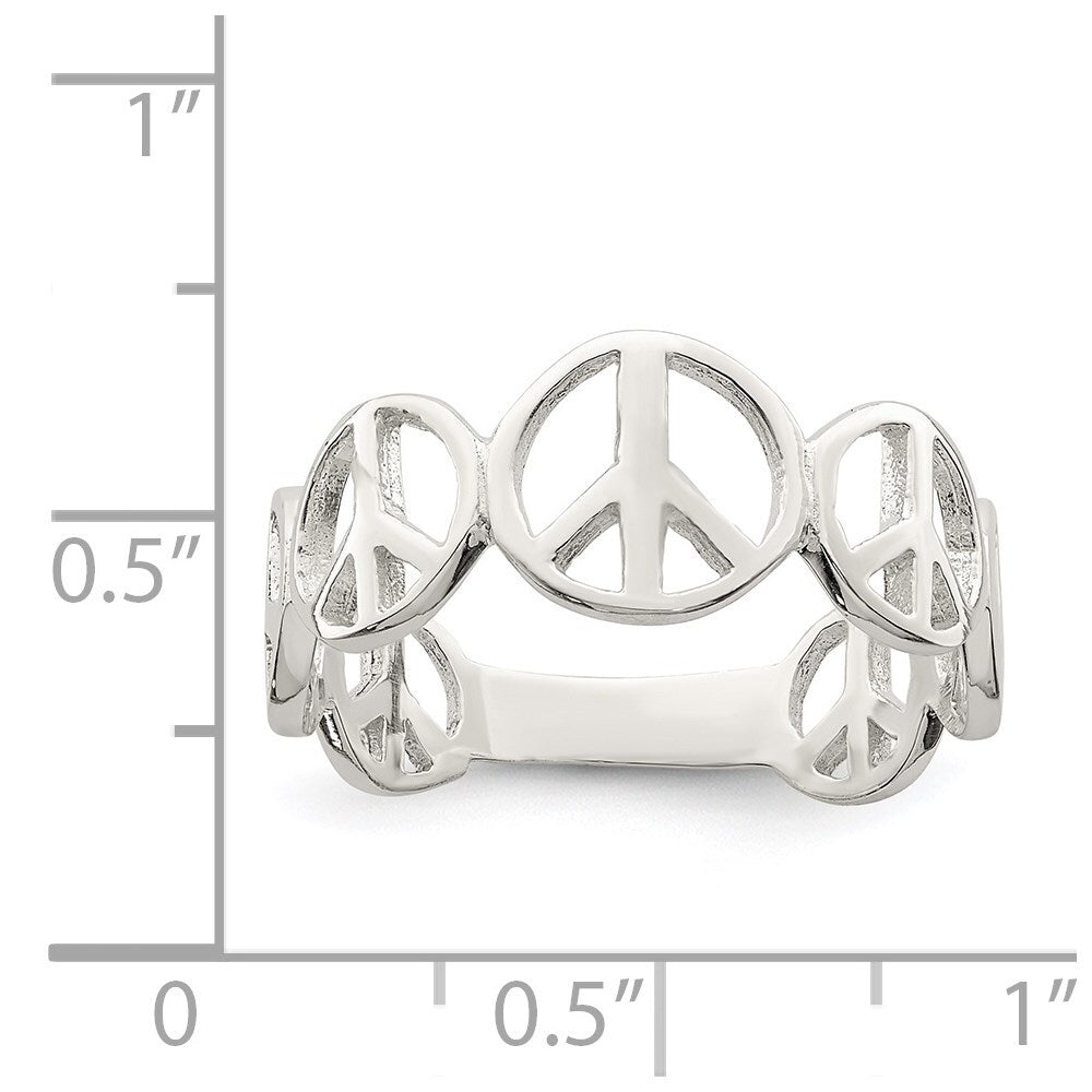 Sterling Silver Polished Peace Ring Size 8