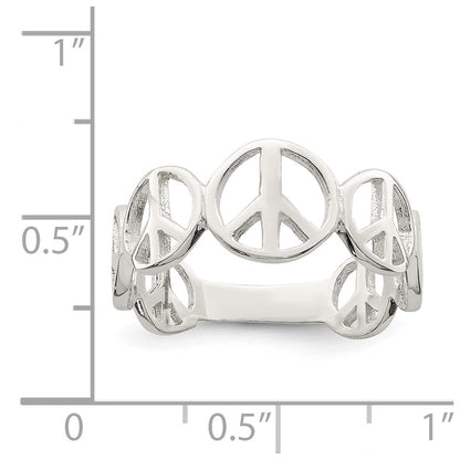 Sterling Silver Polished Peace Ring Size 8