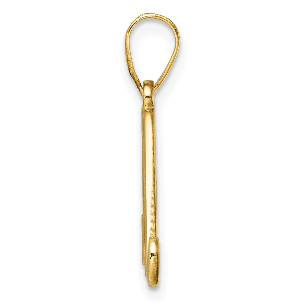 14k Yellow Gold Script Letter M Initial Pendant for Women