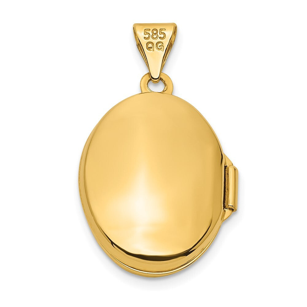 14k Yellow Gold Swirl Design 17mm Oval Locket Pendant for Women