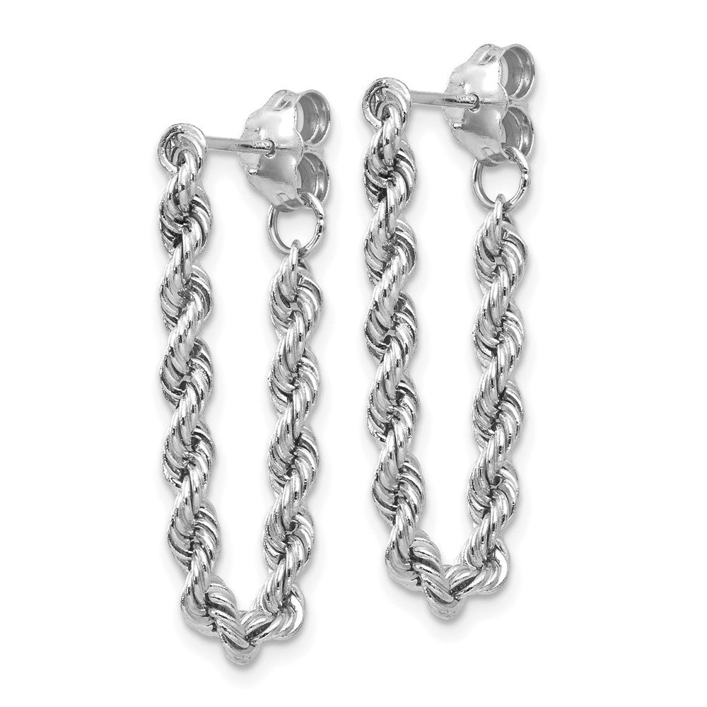 14K White Gold Rope Chain Dangle Earring