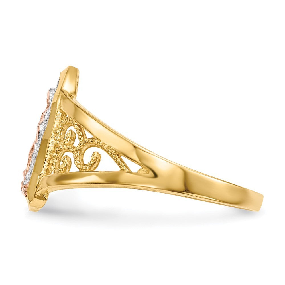 14K Two-tone Gold White Rhodium Lady of Guadalupe Ring