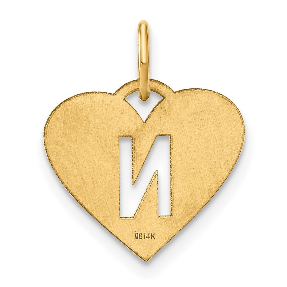 14k Yellow Gold Initial Letter N Initial Charm Pendant