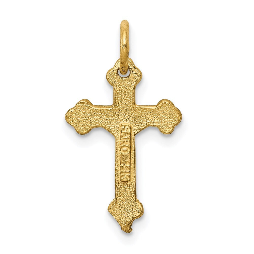 14k Yellow Gold INRI Diamond-cut Crucifix Charm Pendant for Women