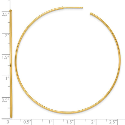14k Yellow Gold Polished 1.2 x 65mm Solid C-Hoop Earrings