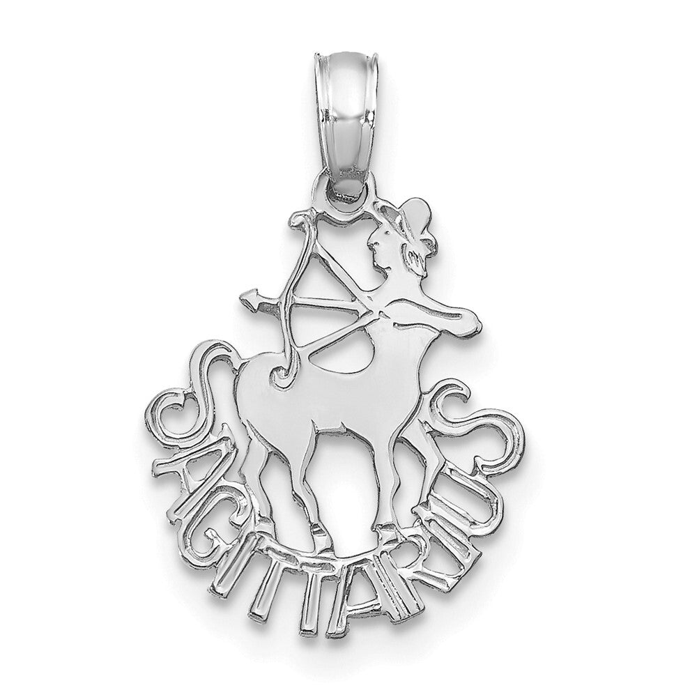 14k White Gold WG SAGITTARIUS Zodiac Charm Pendant for Women