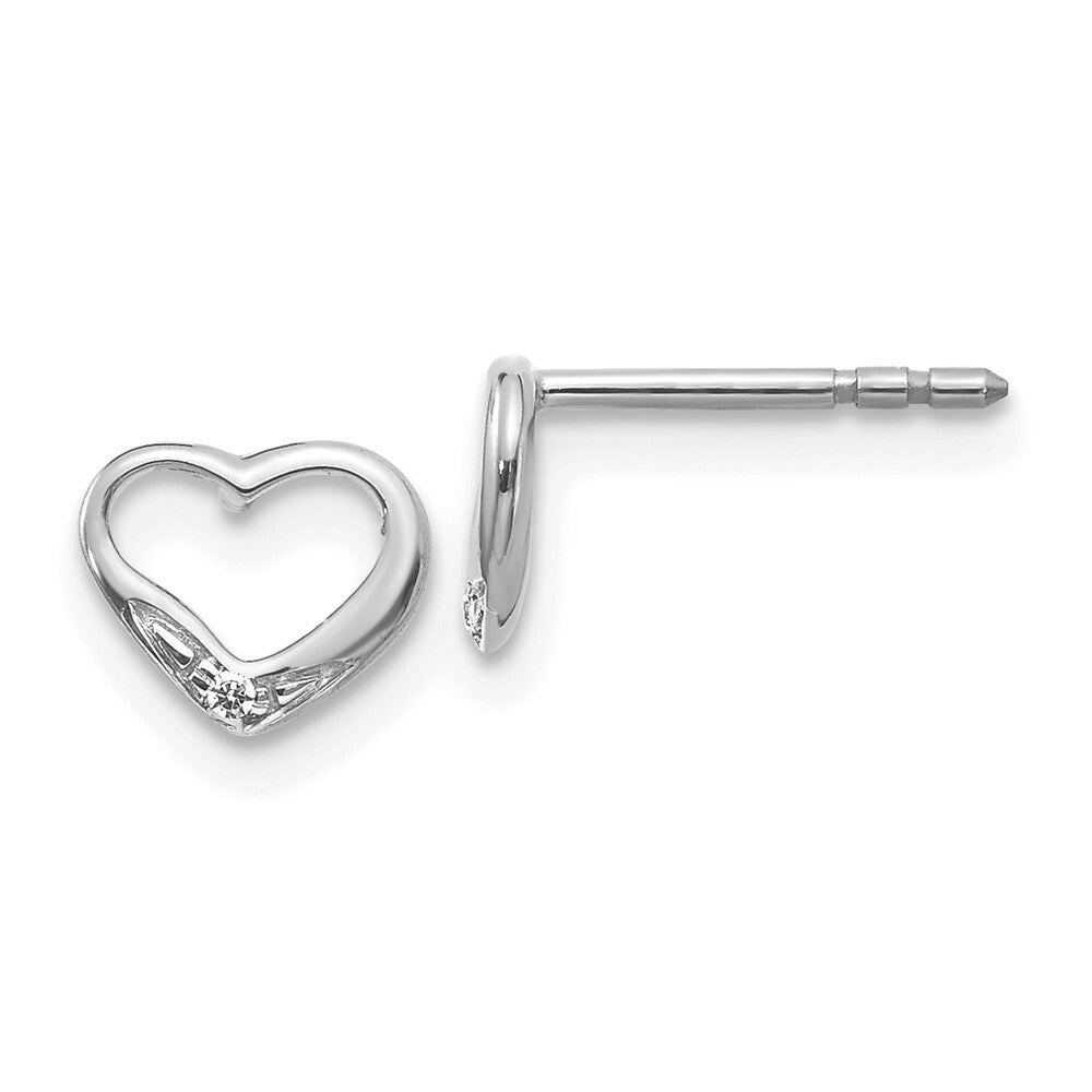 14k White Gold Diamond Heart Stud Earrings Gift for Women