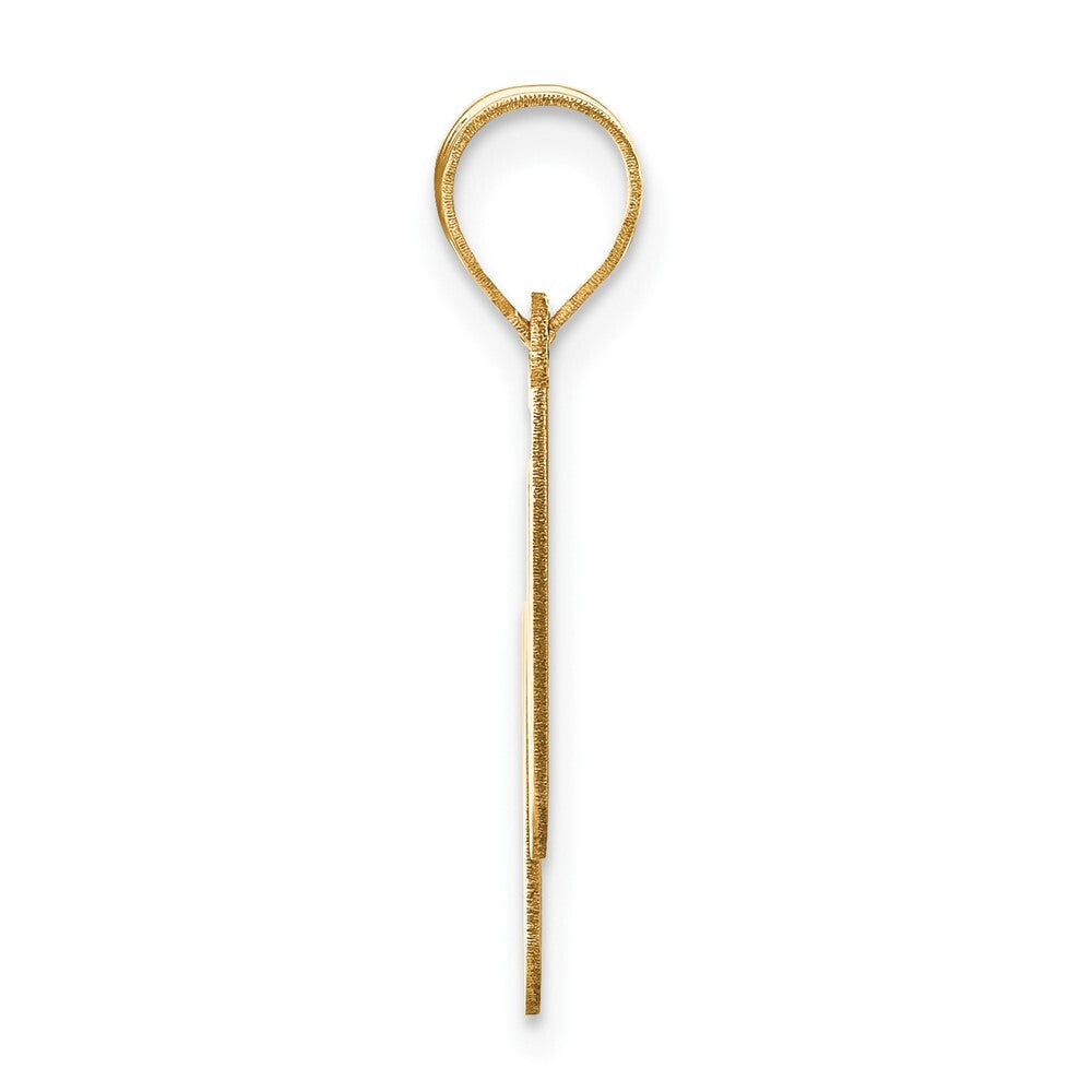 14k Yellow Gold Polished Bubble Letter W Initial Pendant for Women