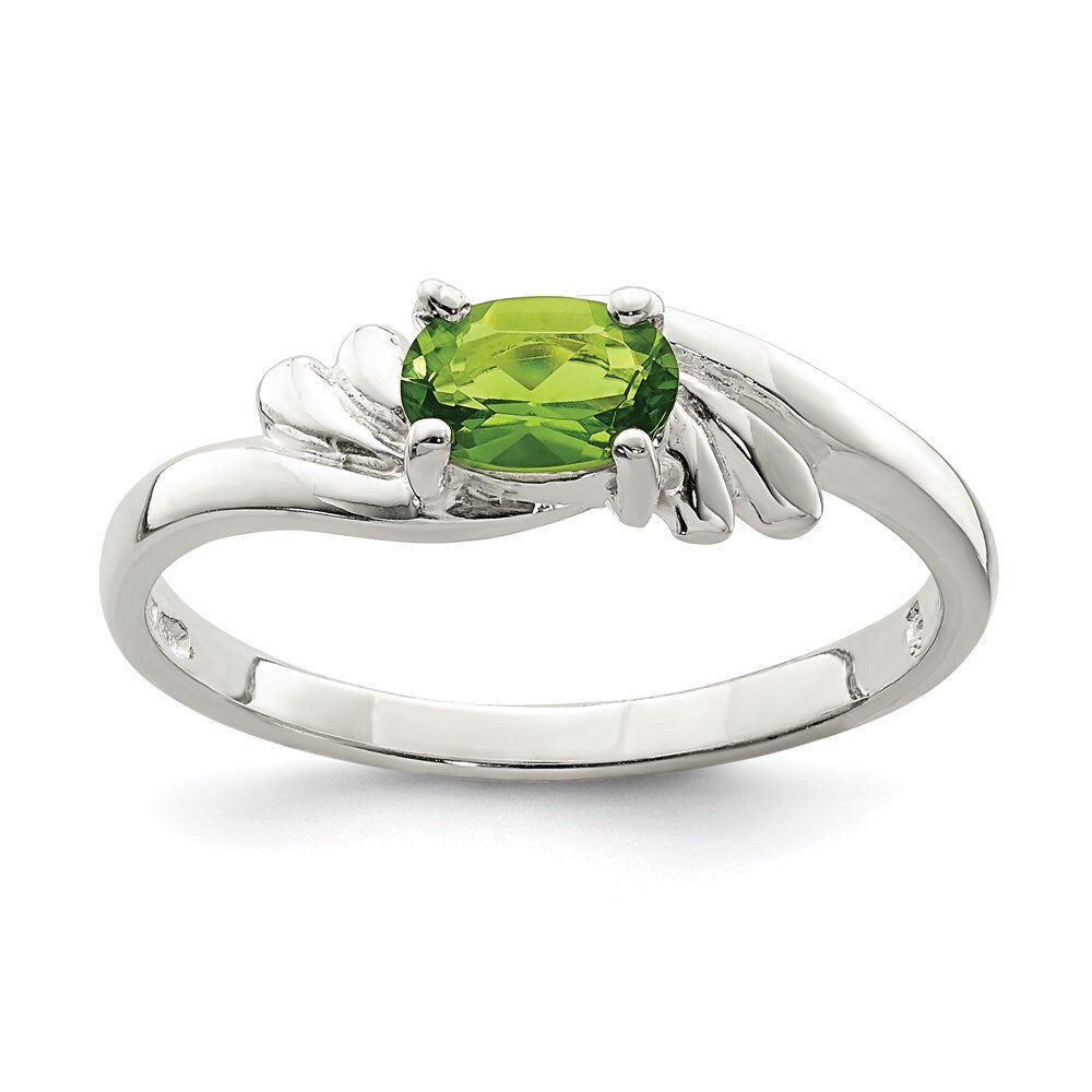 Sterling Silver Lime Green Oval Cubic Zirconia Ring Size 6