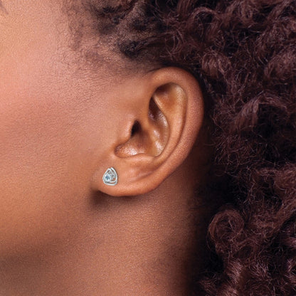 14k White Gold Blue Topaz Stud Earrings Gift for Women