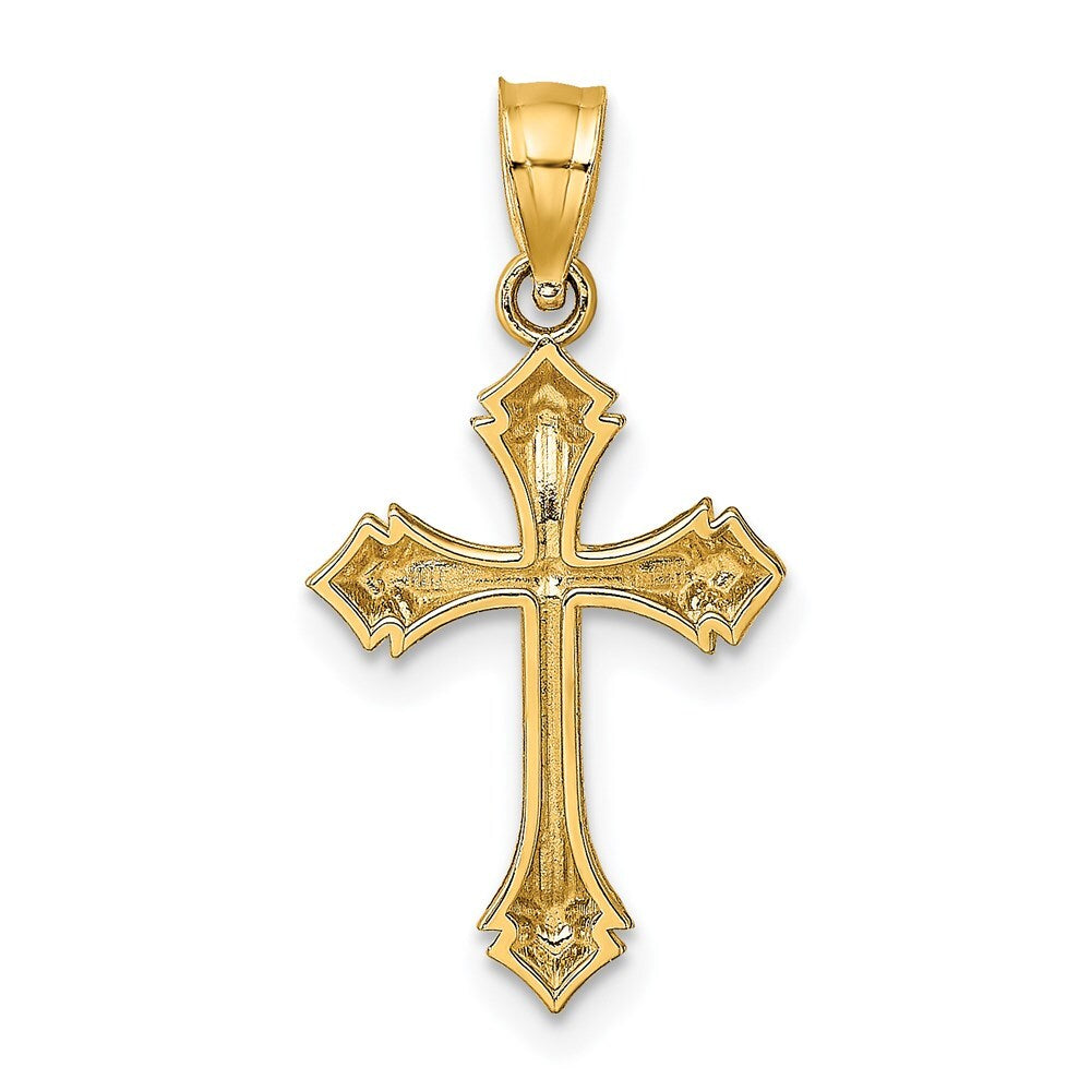 14k Yellow Gold Textured  Arrow Ends Cross Charm Pendant for Women