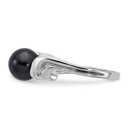 14k White Gold 7mm Black FW Cultured Pearl ring