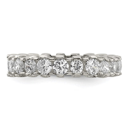 Sterling Silver Rhodium-plated Cubic Zirconia Eternity Band Size 8