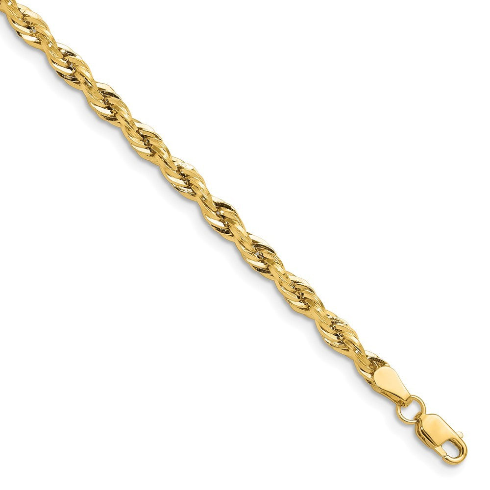 14k Yellow Gold 3.5mm Semi-Solid Rope Chain Bracelet