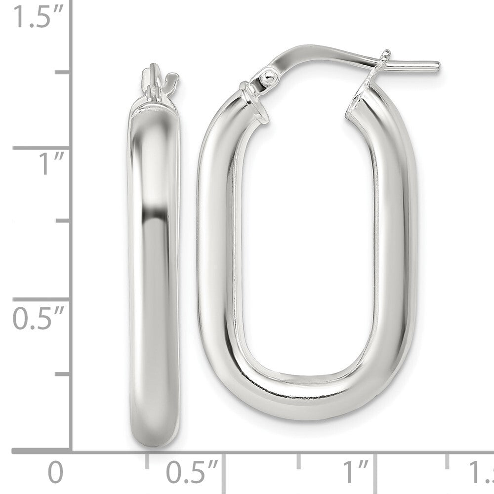 Sterling Silver Polished 4mm Oval Hoop Earrings