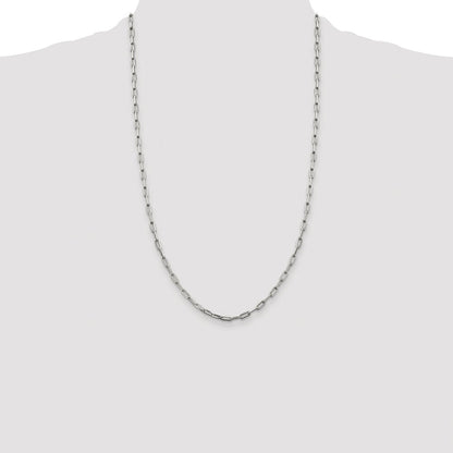 Sterling Silver Rhodium-plated 3.25mm Elongated Open Link Chain