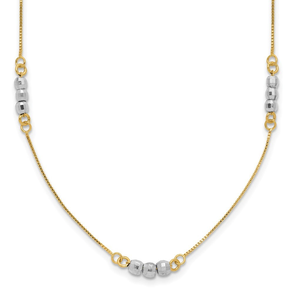 14K Two-tone Gold Mirror Beaded Necklace