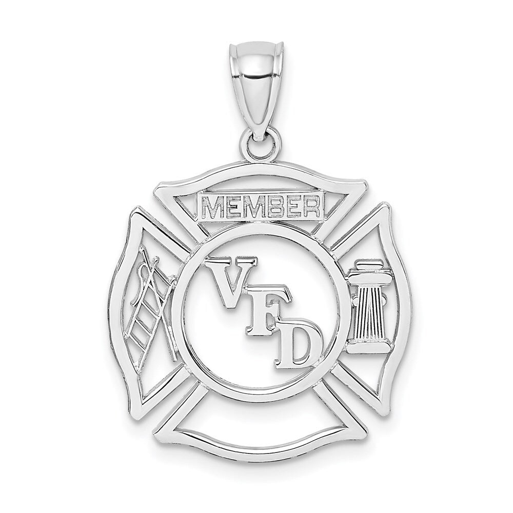 14k White Gold VFD Member Shield Charm Pendant for Women
