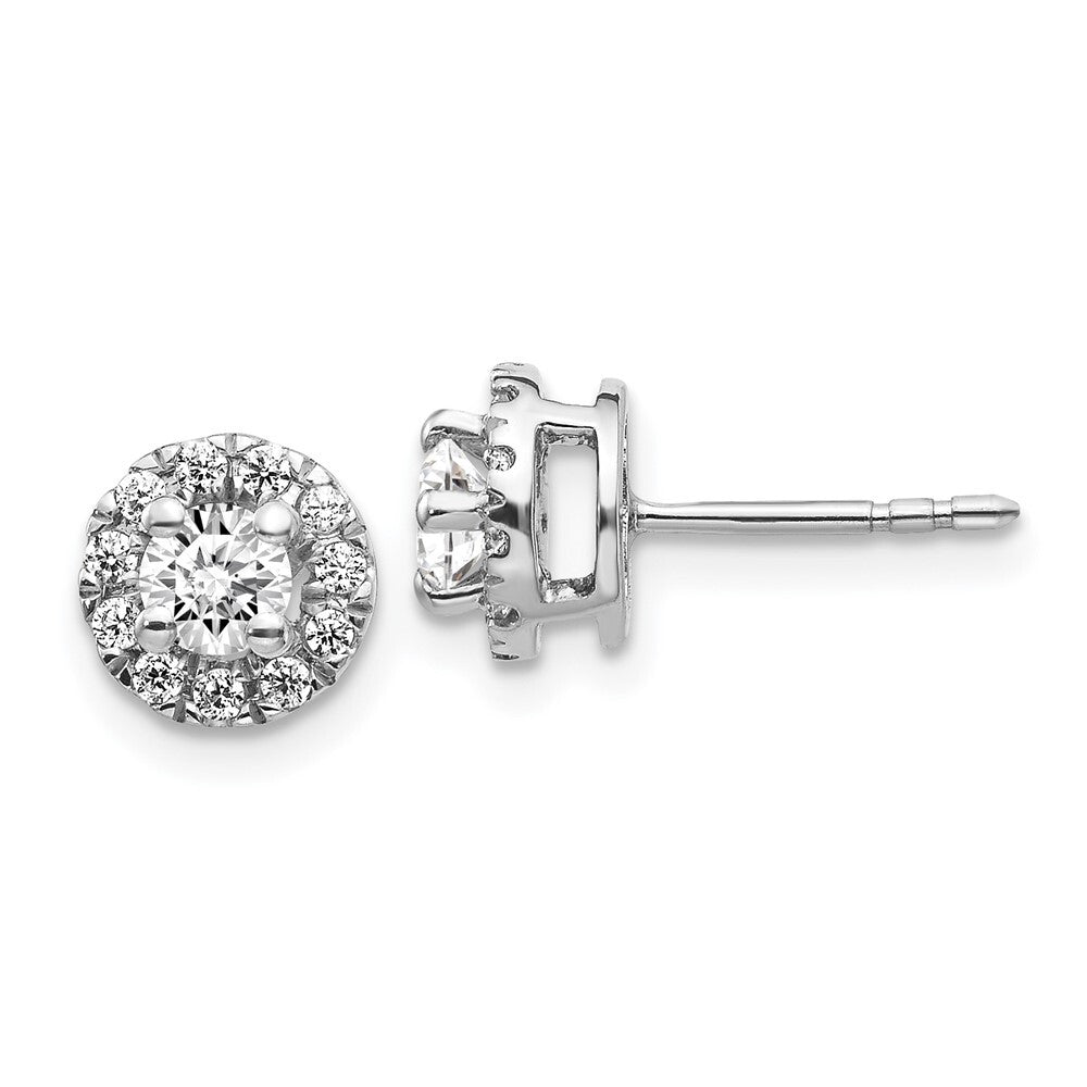 14k White Gold Diamond Cluster Stud Earrings