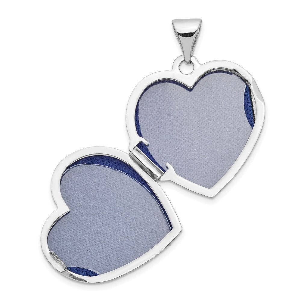 14k White Gold Domed Heart Locket Pendant for Women