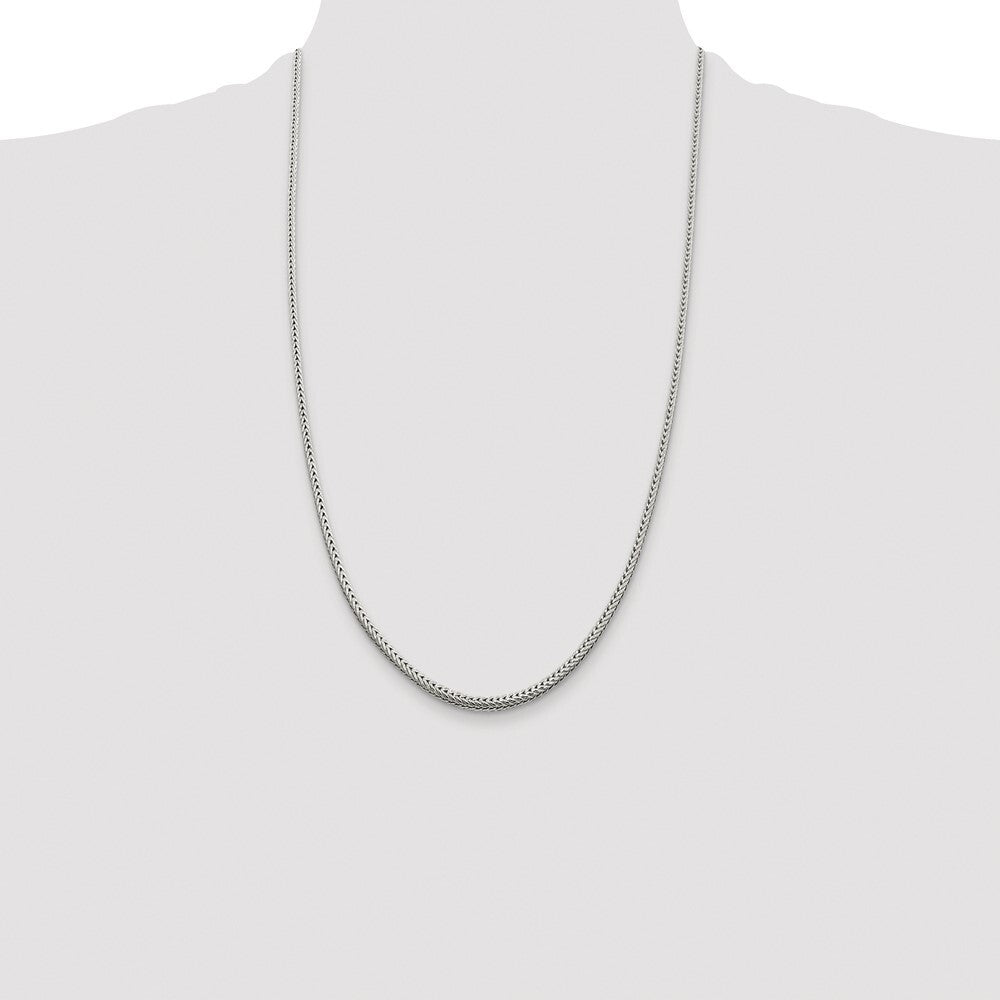 Sterling Silver Rhodium-plated 2.5mm Diamond-cut Round Franco Chain