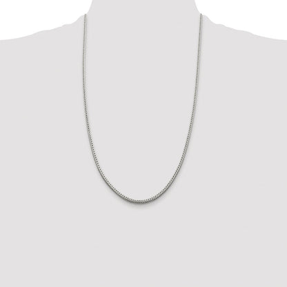 Sterling Silver Rhodium-plated 2.5mm Diamond-cut Round Franco Chain
