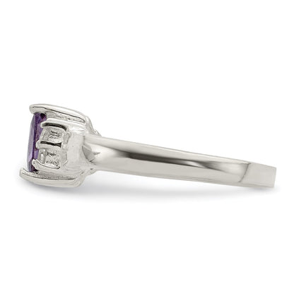 Sterling Silver Purple & White Cubic Zirconia Ring Size 8