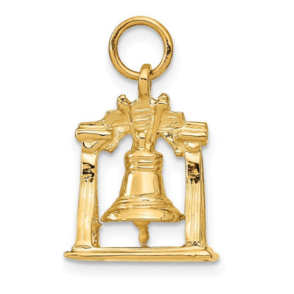 14k Yellow Gold Solid Polished 3-D Liberty Bell Charm Pendant for Women