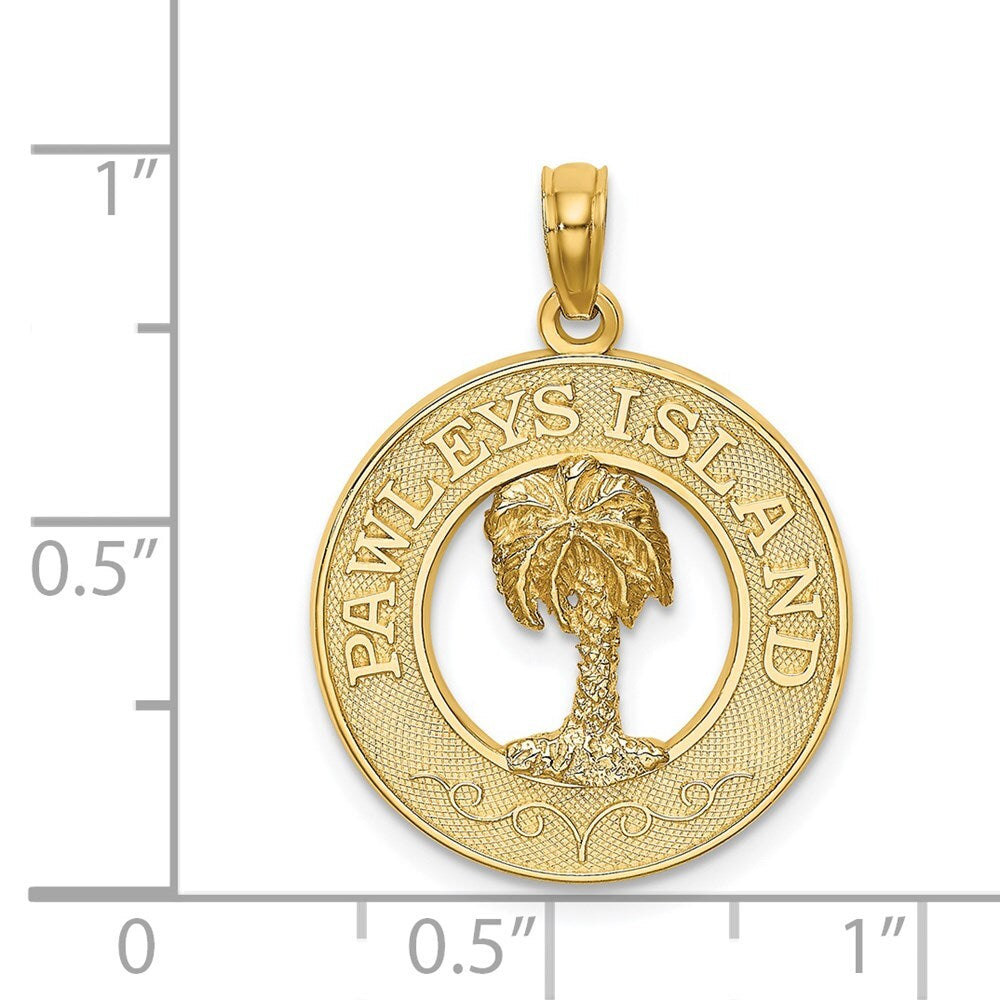 14k Yellow Gold PAWLEYS ISLAND Palm Tree Charm Pendant for Women