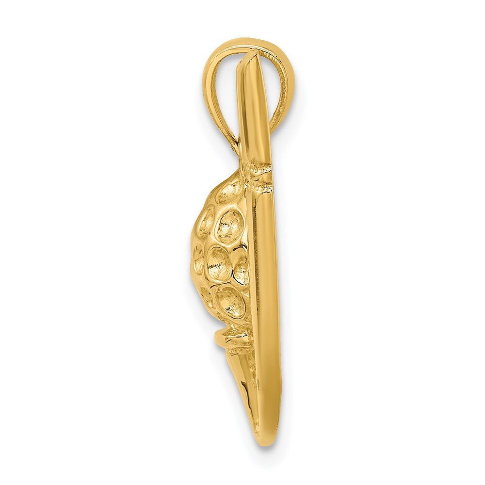 14k Yellow Gold 2-D Golf Club and Ball On Tee Charm Pendant for Women