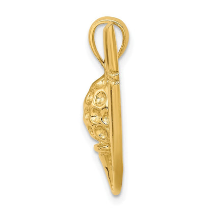 14k Yellow Gold 2-D Golf Club and Ball On Tee Charm Pendant for Women
