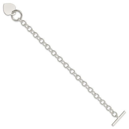 Sterling Silver Engraveable Heart Disc Toggle Bracelet