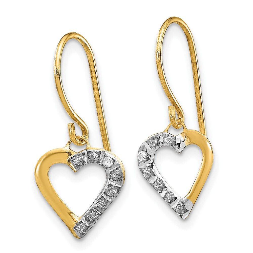 14k Yellow Gold Diamond Fascination Heart Stud Earrings Gift for Women