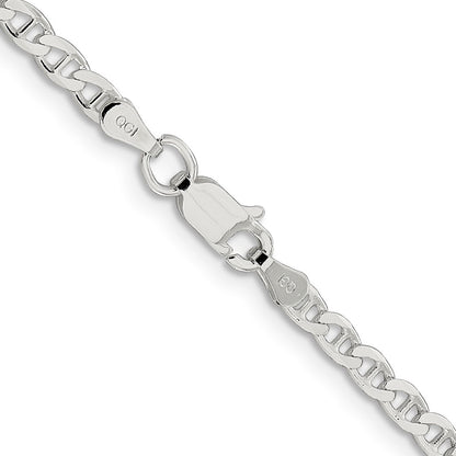 Sterling Silver 3.15mm Diamond-Cut Flat Anchor Curb Chain Necklace