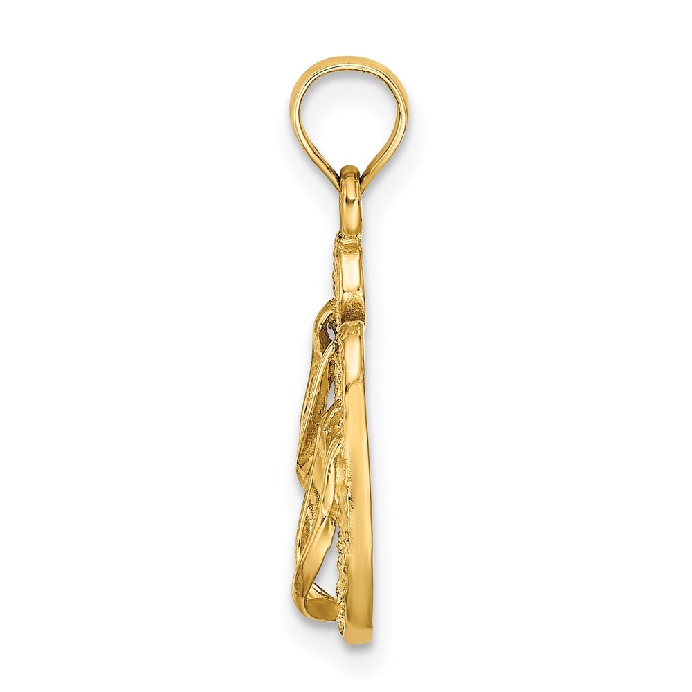 14k Yellow Gold 3D FT. MYERS Double Flip-Flop Charm Pendant for Women