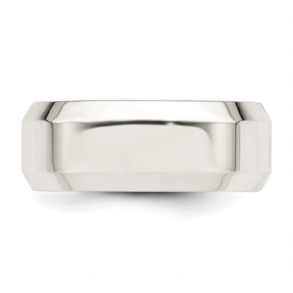 Sterling Silver 8mm Beveled Edge Size 8 Band Ring