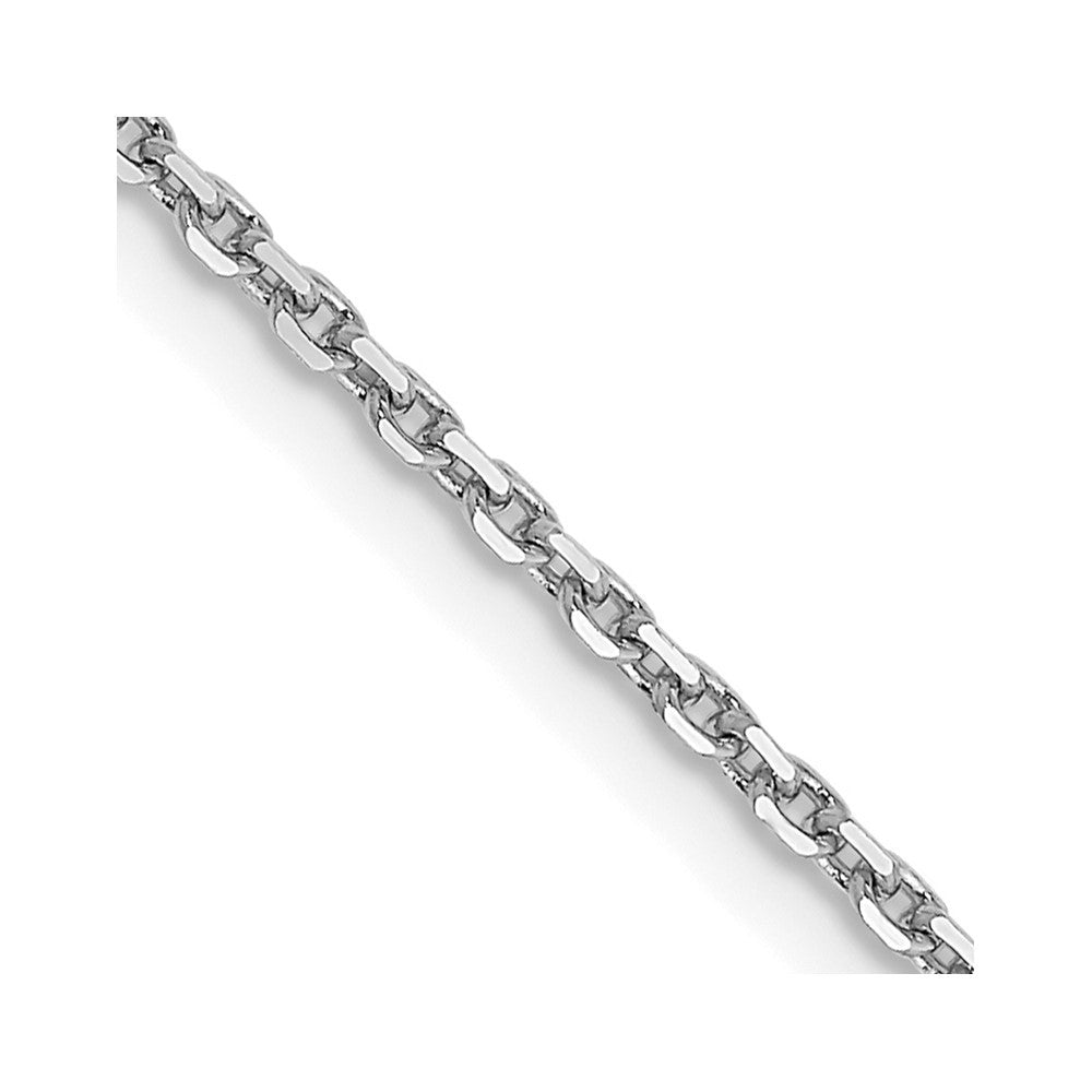 14K White Gold 20 inch 1.4mm Diamond-cut Round Open Link Cable Chain Necklace