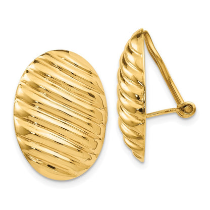 14k Yellow Gold Polished Button Non-pierced Omega Back Stud Earrings