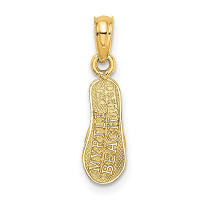 14k Yellow Gold 3D MYRTLE BEACH Single Flip-Flop Charm